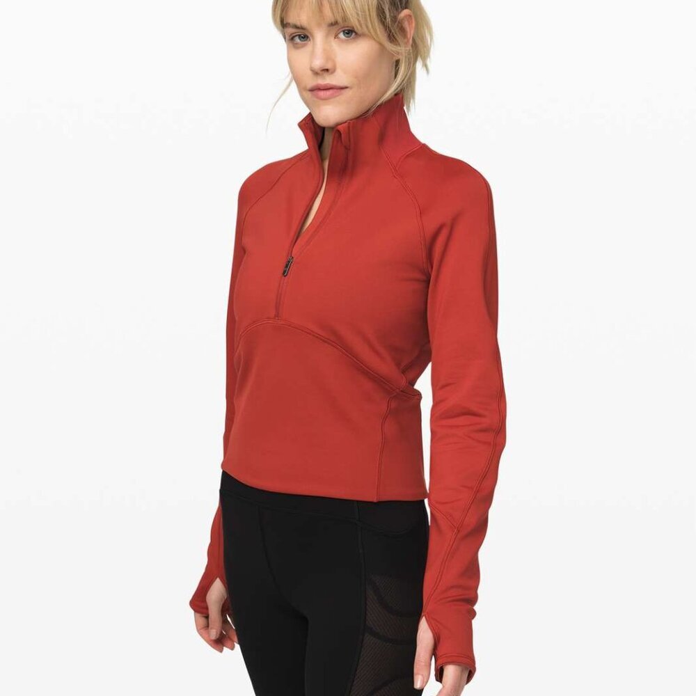 Lululemon Always Alert 1/2 Zip Jacket Womens 6 Magma Orange Red Running Athletic